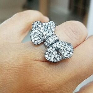 Black Rhodium plated Bow Ring Size 6